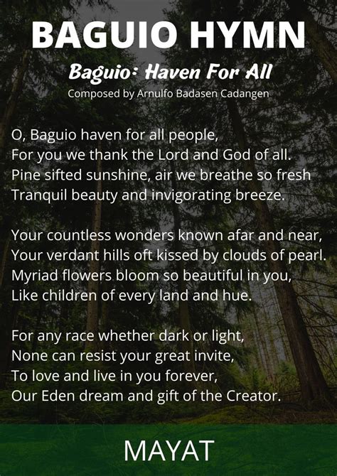 oh hail bayugan city lyrics|Baguio Hymn and Baguio March Should Be Sung in City .